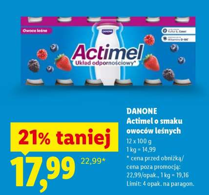 Danone Actimel o smaku owoców leśnych