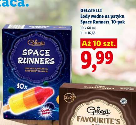GELATELLI Lody wodne na patyku Space Runners, 10-pak