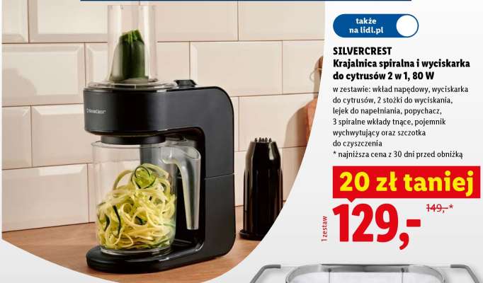 SILVERCREST Krajalnica spiralna i wyciskarka do cytrusów 2 w 1, 80 W