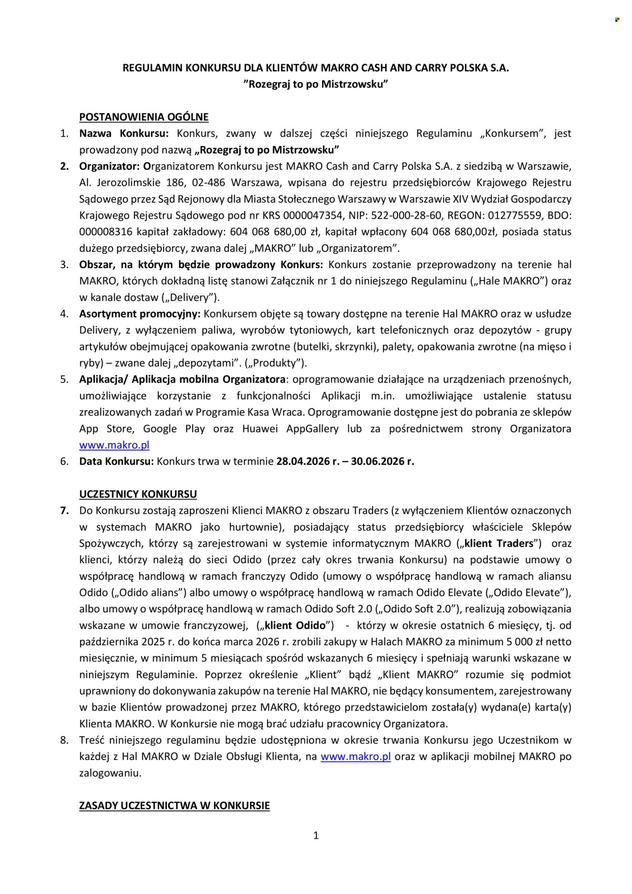 Gazetka Makro - 28.04.2026 - 30.06.2026. Strona 1