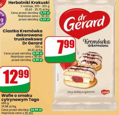Ciastka Kremówka dekorowana truskawkowa Dr Gerard