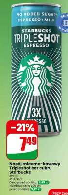 Napój mleczno-kawowy Tripleshot bez cukru Starbucks