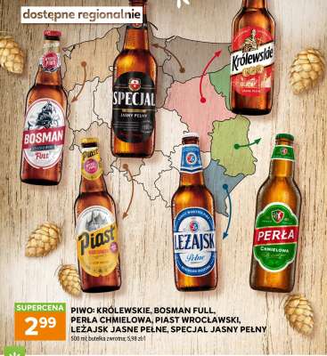 Piwo: Królewskie, Bosman Full, Perła Chmielowa, Piast Wrocławski, Leżajsk Jasne Pełne, Specjal Jasny Pełny