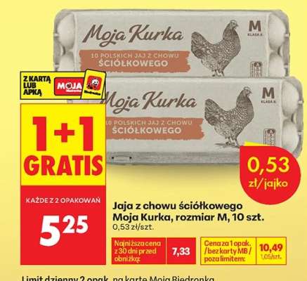 Jaja z chowu ściółkowego Moja Kurka, rozmiar M, 10 szt.