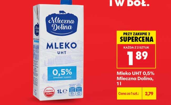 Mleko UHT 0,5% Mleczna Dolina, 1l