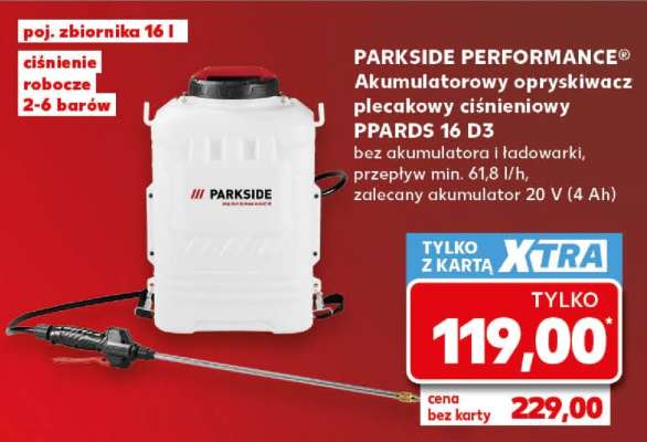 PARKSIDE PERFORMANCE® Akumulatorowy opryskiwacz plecakowy ciśnieniowy PPARDS 16 D3