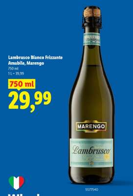 Lambrusco Bianco Frizzante Amabile, Marengo