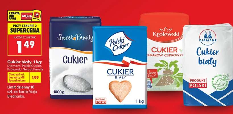 Cukier biały 1 kg Diamant Polski Cukier Królewski Sweet Family