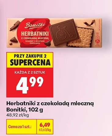 Herbatniki z czekoladą mleczną Bonitki, 102 g