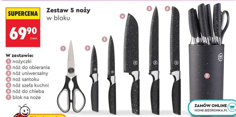 Zestaw 5 noży w bloku