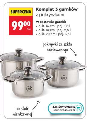 Komplet 3 garnków z pokrywkami
