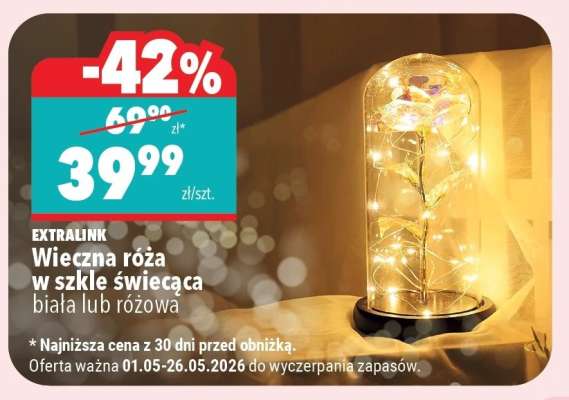 EXTRALINK Wieczna róża w szkle świecąca