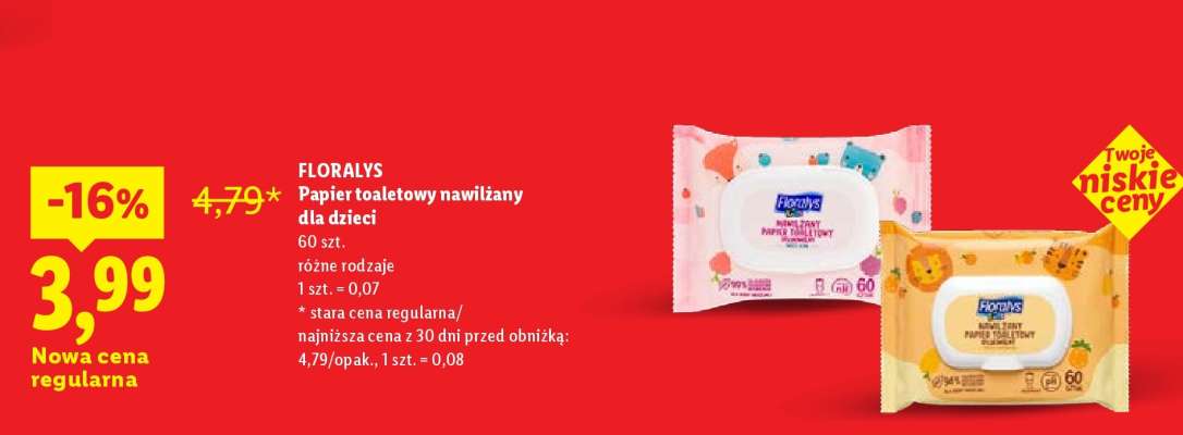 FLORALYS Papier toaletowy nawilżany dla dzieci