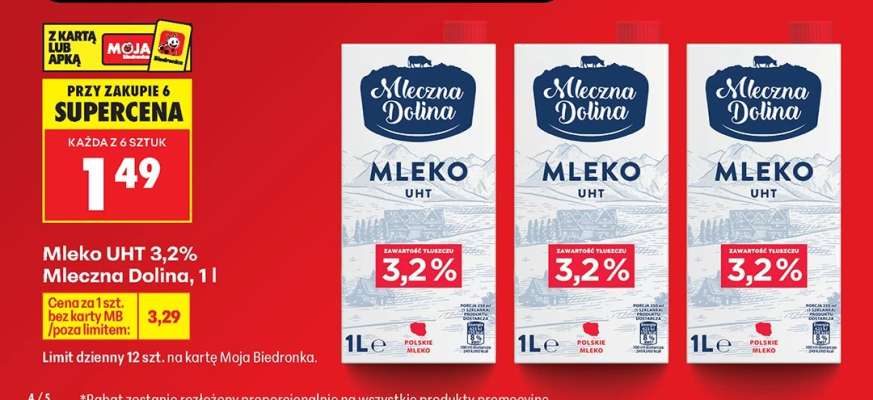 Mleko UHT 3,2% Mleczna Dolina, 1 l