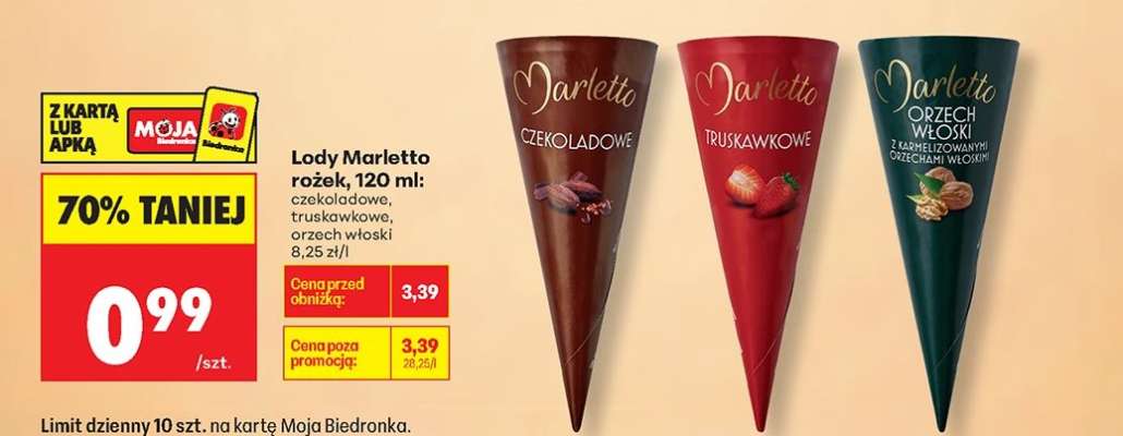 Lody Marletto rożek 120 ml
