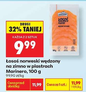 Łosoś norweski wędzony na zimno w plastrach Marinero , 100 g