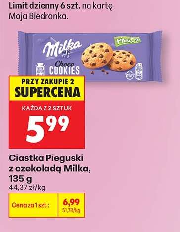 Ciastka Pieguski z czekoladą Milka, 135 g