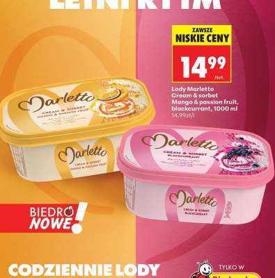 Lody Marletto Cream & sorbet Mango & passion fruit, blackcurrant, 1000 ml