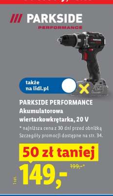 PARKSIDE PERFORMANCE Akumulatorowa wiertarkowkrętarka, 20 V