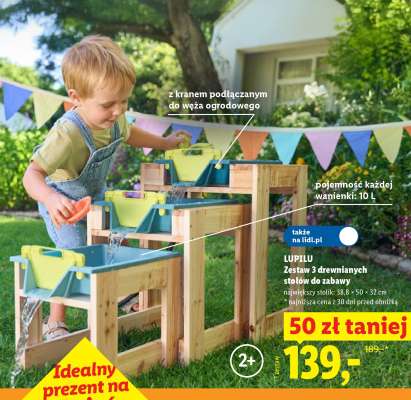 LUPILU Zestaw 3 drewnianych stołów do zabawy