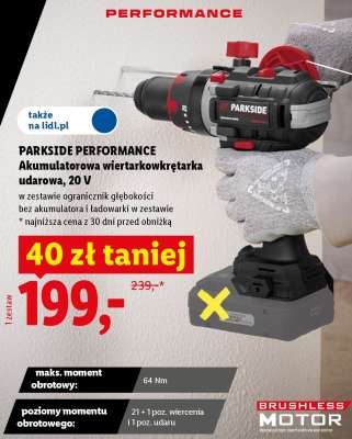 PARKSIDE PERFORMANCE Akumulatorowa wiertarkowkrętarka udarowa, 20 V
