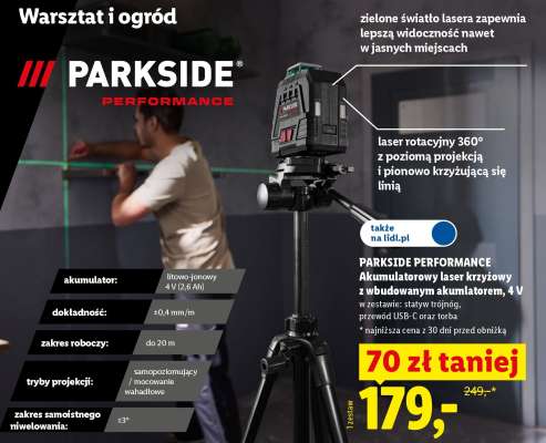 PARKSIDE PERFORMANCE Akumulatorowy laser krzyżowy