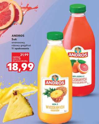 ANDROS Sok ananasowy, różowy grejpfrut 1 l opakowanie