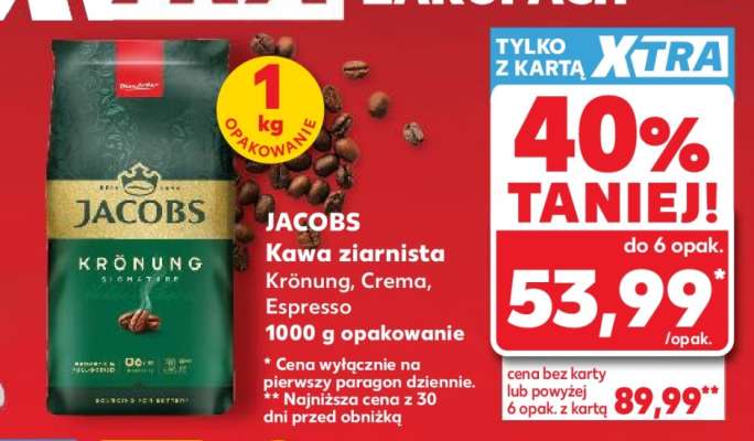 JACOBS Kawa ziarnista Krönung, Crema, Espresso 1000 g opakowanie