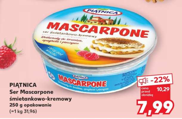 PIĄTNICA Ser Mascarpone śmietankowo-kremowy