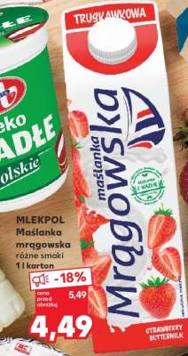 MLEKPOL Maślanka mrągowska różne smaki 1 l karton
