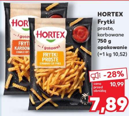 HORTEX Frytki proste, karbowane 750 g opakowanie