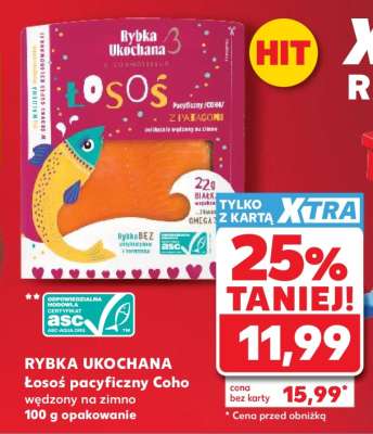 RYBKA UKOCHANA łosoś pacyficzny Coho wędzony na zimno 100 g opakowanie