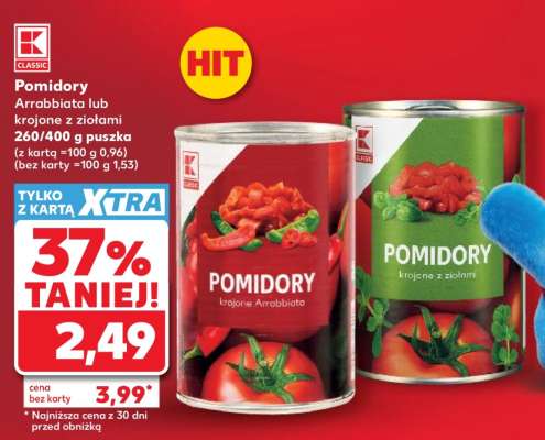 Pomidory Arrabiata lub krojone z ziołami 260/400 g puszka