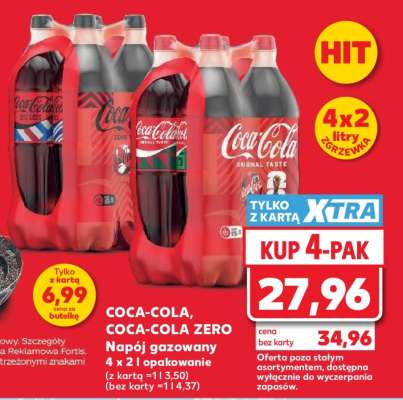 COCA-COLA, COCA-COLA ZERO Napój gazowany 4 x 2l opakowanie