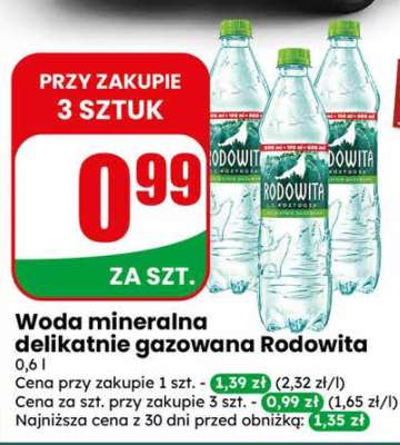 Woda mineralna delikatnie gazowana Rodowita