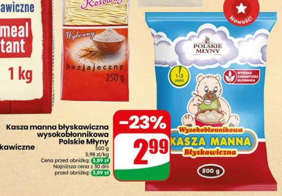 Kasza manna błyskawiczna wysokobłonnikowa Polskie Młyny