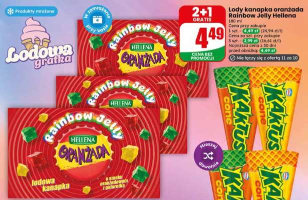 Lody kanapka oranżada Rainbow Jelly Hellena