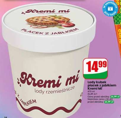 Lody kubek placek z jabłkiem Kremi mi
