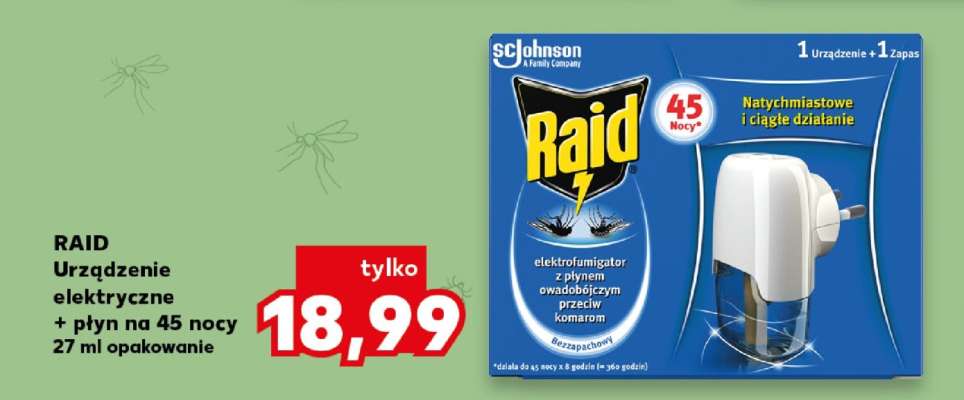 RAID Urządzenie elektryczne + płyn na 45 nocy 27 ml opakowanie