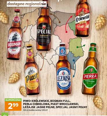 Piwo: Królewskie, Bosman Full, Perła Chmielowa, Piast Wrocławski, Leżajsk Jasne Pełne, Specjal Jasny Pełny