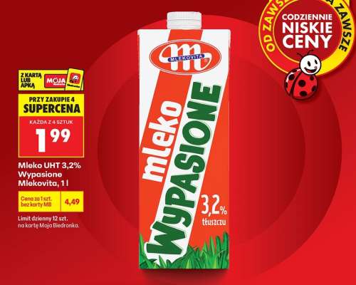 MLEKO UHT 3,2 WYPASIONE MLEKOVITA 1 L