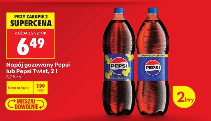 Napój gazowany Pepsi lub Pepsi Twist, 2 l