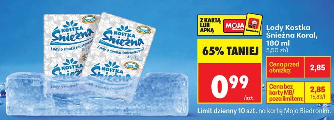 Lody Kostka Śnieżna Koral, 180 ml