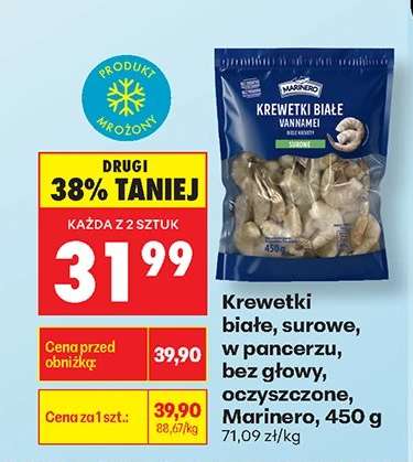 Krewetki białe surowe , w pancerzu , bez głowy oczyszczone , Marinero 450 g