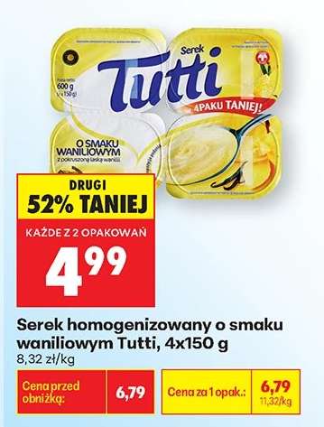 Serek homogenizowany o smaku waniliowym Tutti 4x150 g
