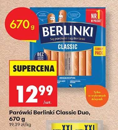 Parówki Berlinki Classic Duo, 670 g