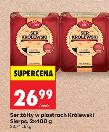 Ser żółty w plastrach Królewski Sierpc, 2x400 g