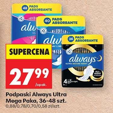 Podpaski Always Ultra Mega Paka, 36-48 szt.