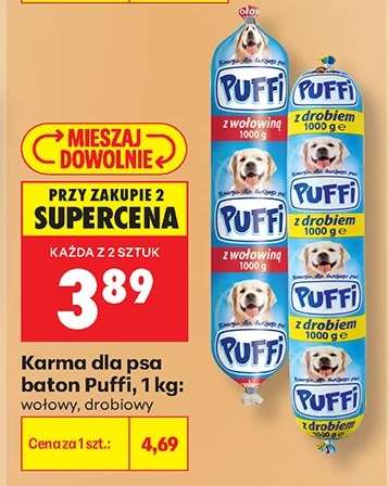 Karma dla psa baton Puffi, 1 kg: wołowy, drobiowy