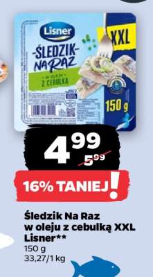 Śledzik na raz w oleju z cebulką XXL Lisner